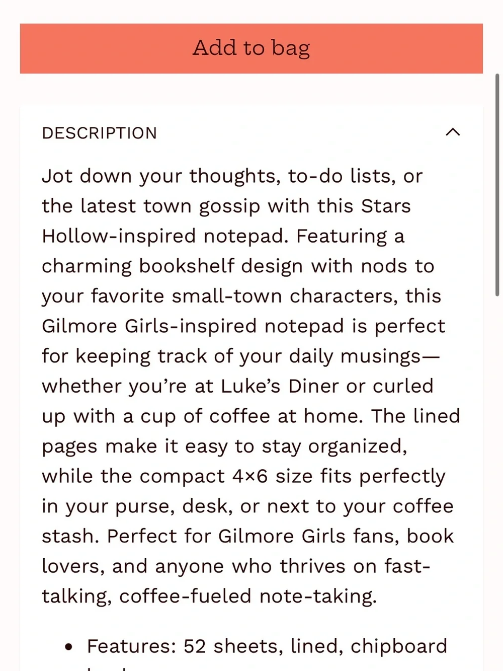 Pippi Post Stars Hollow Gilmore Girls Inspired Notepad 4x6 NWT